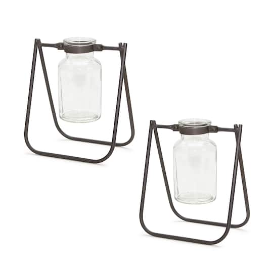 6.75" Jar Vase in Stand, 2ct.